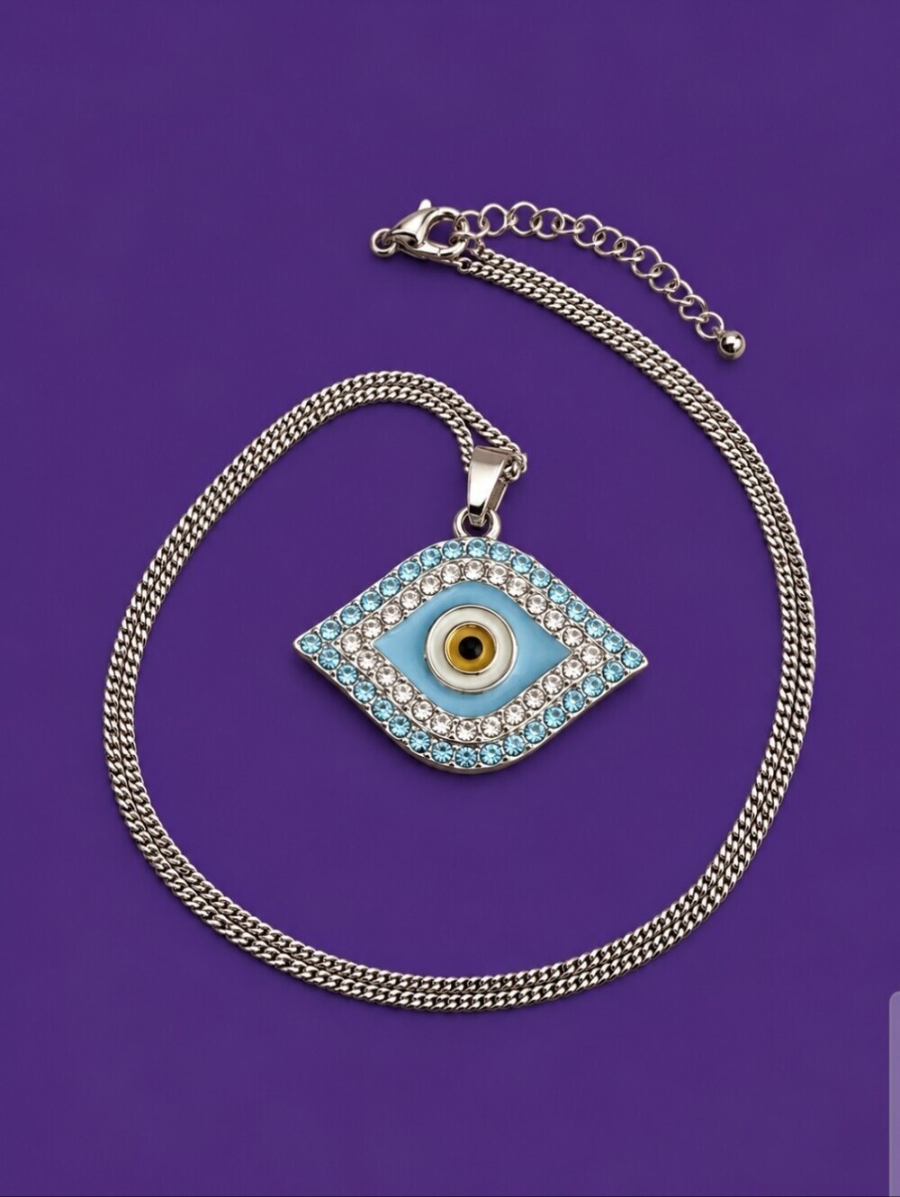 3/$30 Crystal Enamel Evil Eye Pendant Chain Necklace